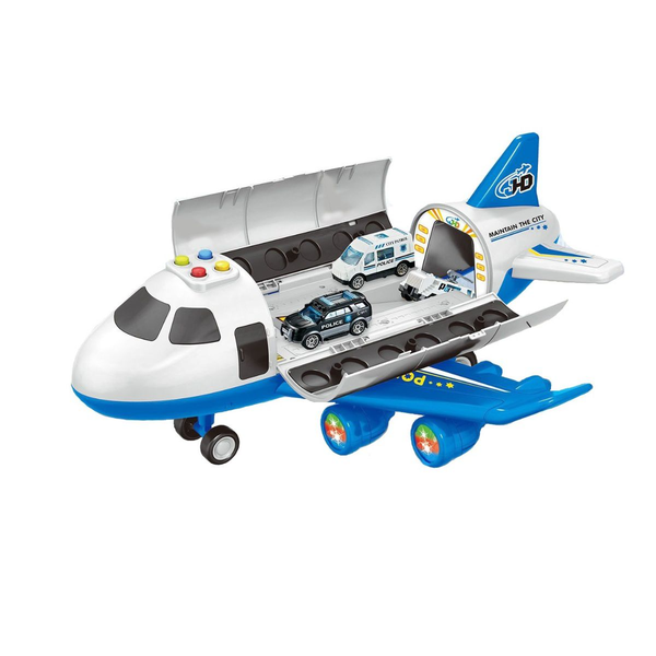ZH- Police Cargo Plane with 6 Vehicles Play Set