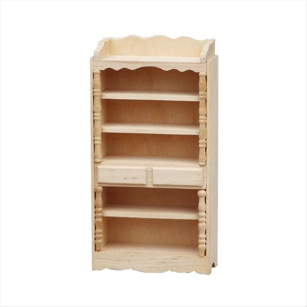 Miniature Classic Wooden Bookcase - Unfinished Wood Display