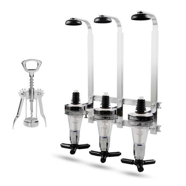 3 Bottle Wall Mounted Liquor Dispenser Bracket Bar Butler Tot Wine Stand
