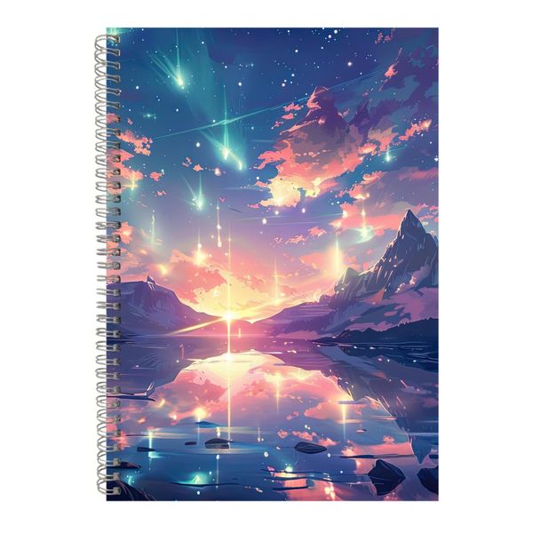 Sun A4 Notebook Spiral and Lined Northern Lights Graphic Notepad Gift 232