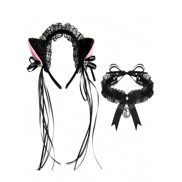 Cute Gothic Alternative Choker and Head Piece Set - 2 in 1