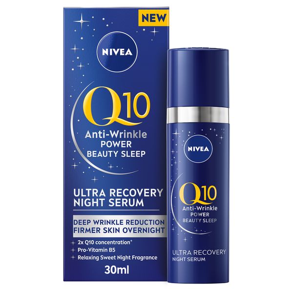 NIVEA Q10 Anti-Wrinkle Power Ultra Recovery Night Serum, Face Serum, 30ml