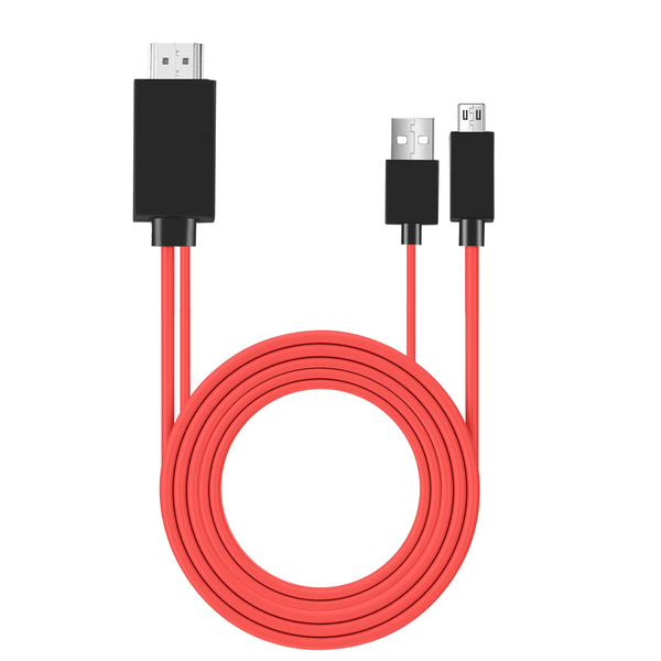 6.5 Feet Micro-USB to HDMI Adapter Converter Cable (11 Pin, Red)