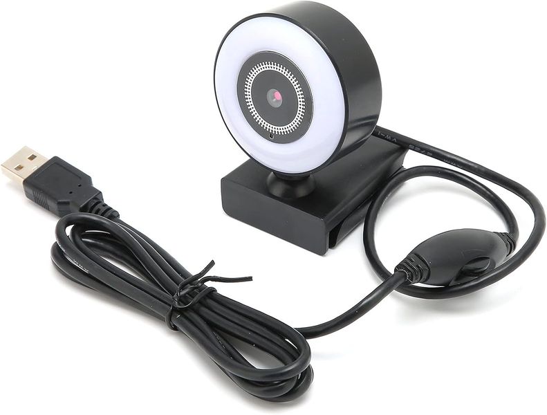 High-Definition USB Webcam with Built-In Ring Light