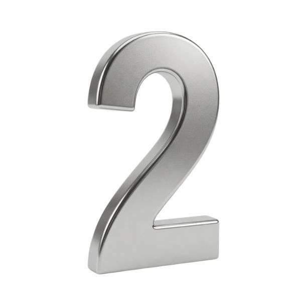11.4cm Adhesive Metallic Number 2 - Self Stick Door Number