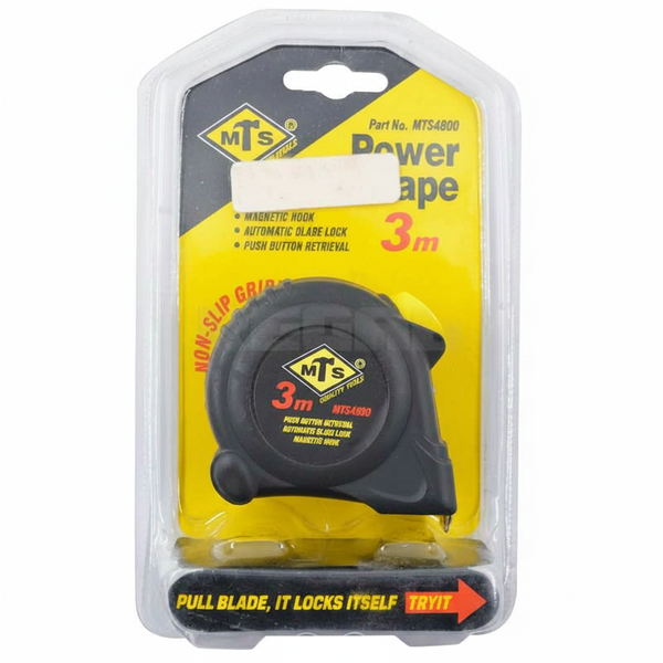 MTS 3m Tape Measure with 16mm Super Grip Blade for Precision Measuring