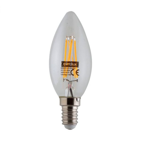 Eurolux - Led Candle Filament 4W E14 Ww - 8 Pack