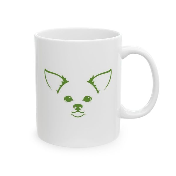Chihuahua Coffee Mug - Minimal Green Line Art Face
