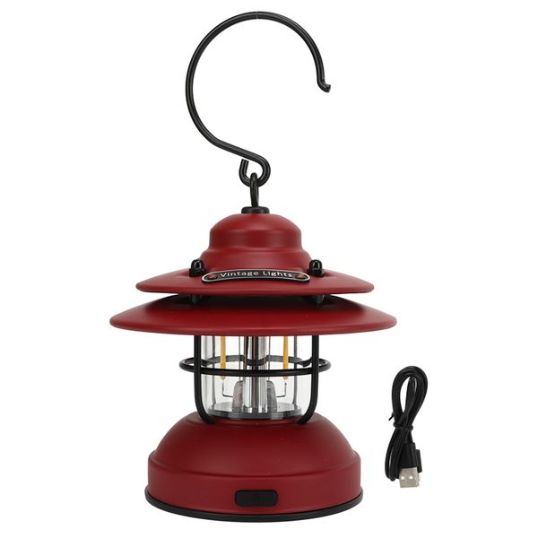Matte Red Vintage Lantern - Outdoor Waterproof