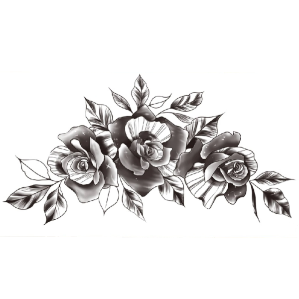 1-Sheet Eternal Elegance Rose Temporary Tattoo Sticker - Black