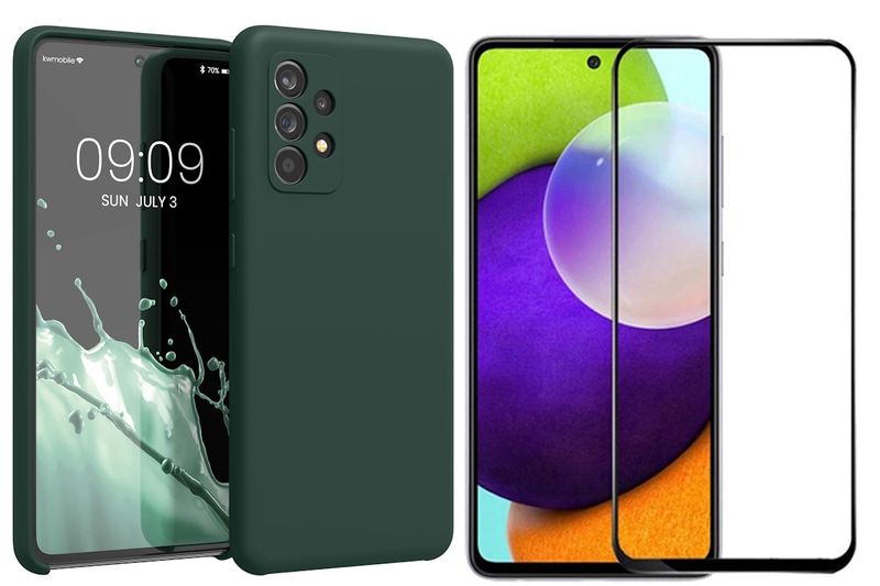 Dark Green Phone Case &amp; Screen Protector Combo Compatible with Samsung Galaxy A52 &amp; A53