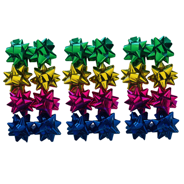Gift Bow Set (Pink, Blue, Green &amp; Gold) 24 Piece