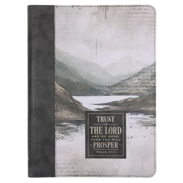 Faux Leather Executive Portfolio Folder with Zip - Trust in the Lord