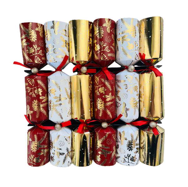 Foil Finish Luxury Christmas Crackers (6 piece)