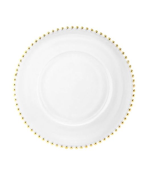 Irena Plate Belmonte 34cm Clear with Gold Sides