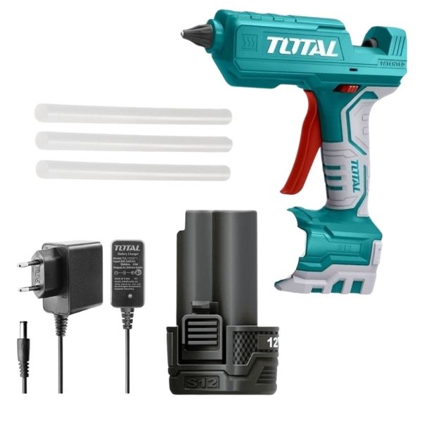 Total Tools 12V Cordless Glue Gun with 3 x Glue Sticks, Battery
