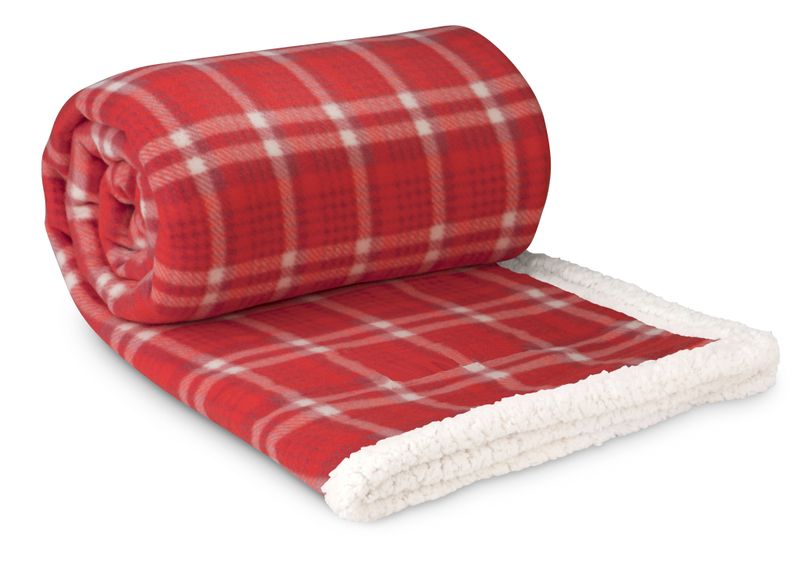 Premium Luxury Sherpa Blanket Throw - Grey Tartan