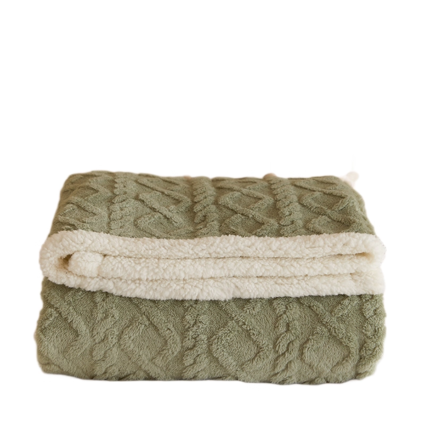Lamb's wool blanket winter office cover blanket green 70x100cm
