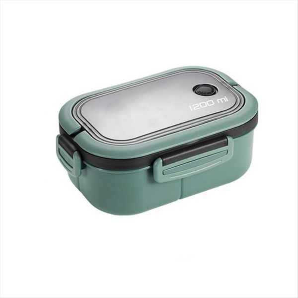 Cute Lunch Box Portable Compartments Microwave Bento Green
