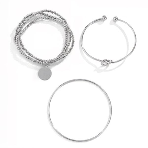 Bracelet 3-Piece Set Chunky Thick Chain Bracelets Bangles