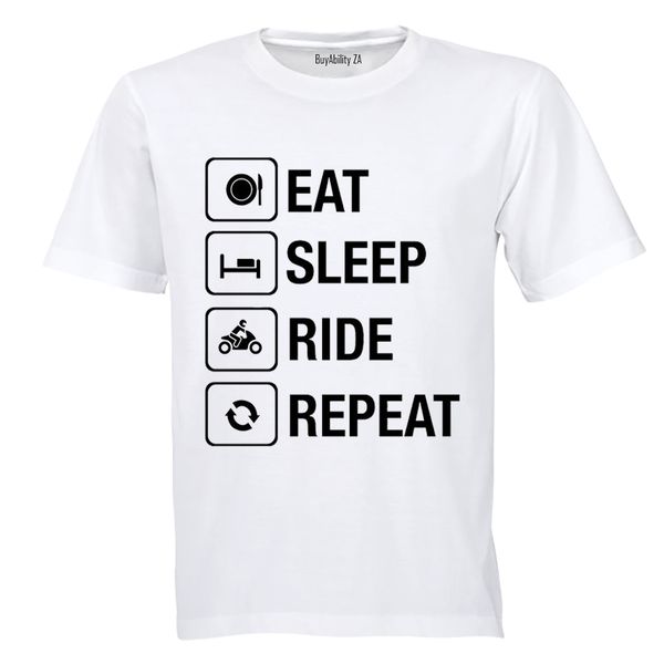 Eat. Sleep. Ride. Repeat - Mens - T-Shirt - White