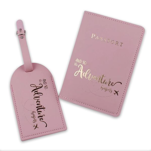 And So The Adventure Begins - Matching Passport Cover Luggage Tag Set