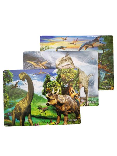 Dinosaur Puzzles - Set of 3 Assorted Puzzles - 40 Piece