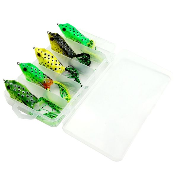 Fishing Lure Soft Imitation Frog Style 5 Piece with Plastic Box OG-1335
