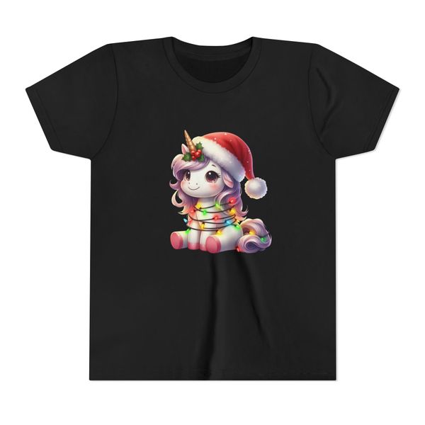 Unicorn Festive Kiddies T-shirt (Black)
