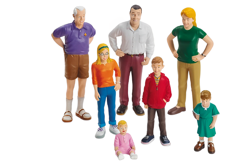 Block Play People White Family