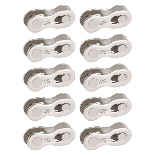 Fluir 10 Piece 12 Speed Silver Bicycle Chain Masterlinks Multipack
