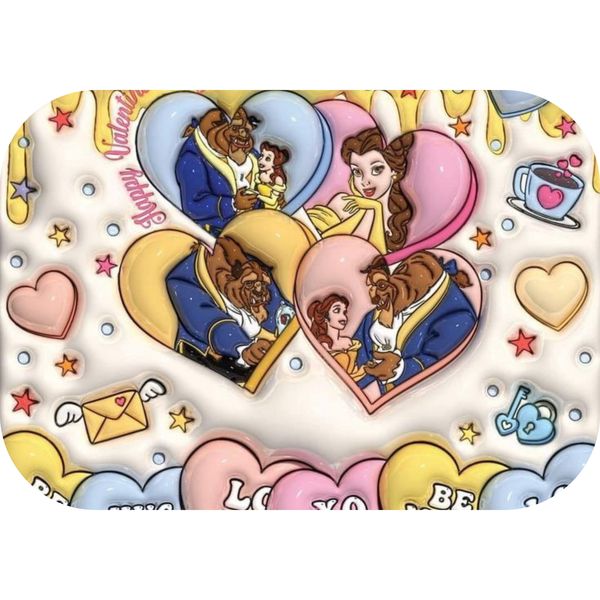 3D Beauty And The Beast Hearts Printed Mouse Pad