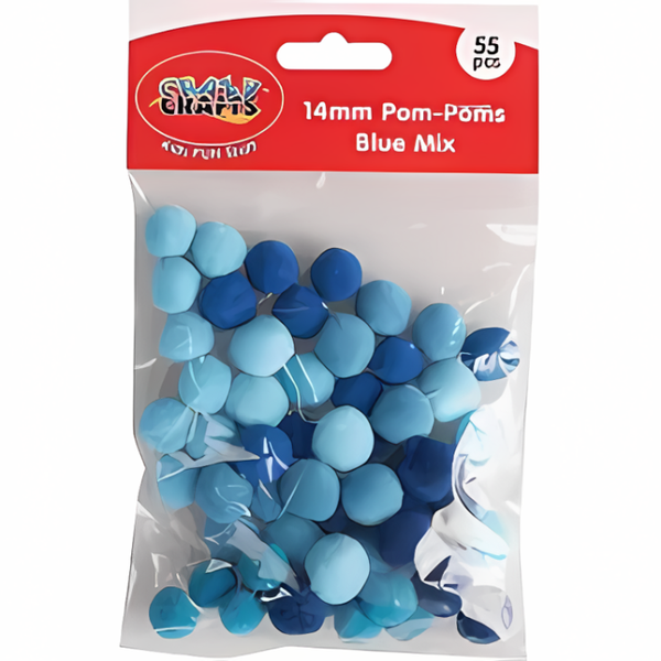 14mm Pom-Poms Black&amp; White Mix
