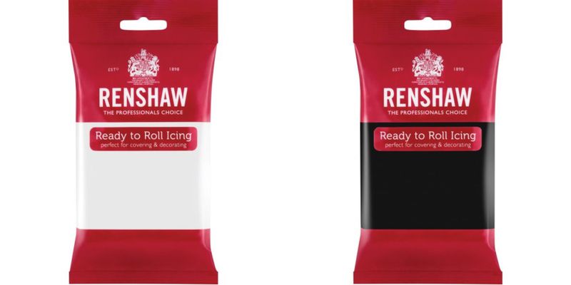 Renshaw Ready To Roll Icing Fondant Cake Set - White &amp; Jet Black 250g