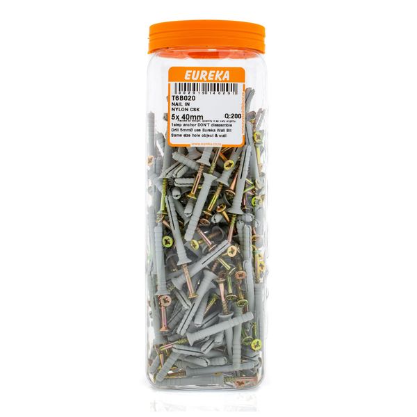 EUREKA Nail-In Anchor Nylon Countersunk 5 x 40mm Q:200 T6B020