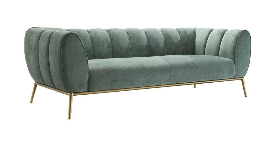 Figure It Out Modern Green Velvet Upholstered Sofa 3 Seater | Shop ...