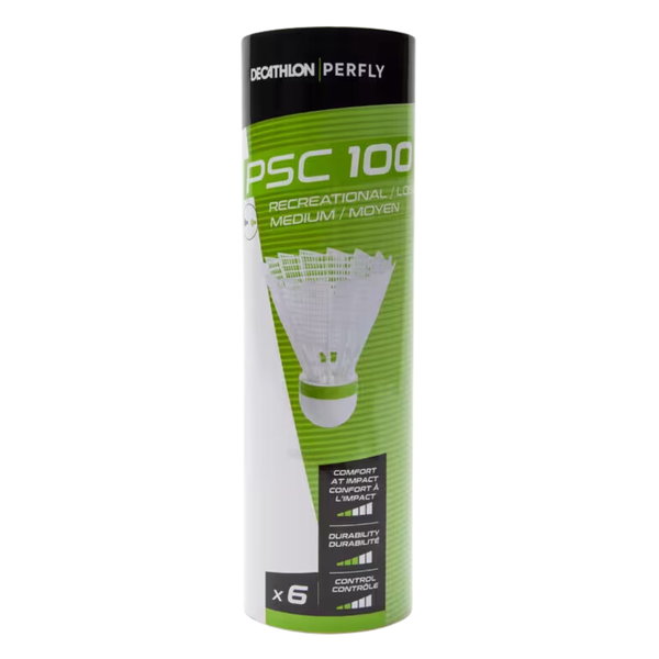 Perfly PSC 100 Medium Plastic Shuttlecock X 6 Ch White