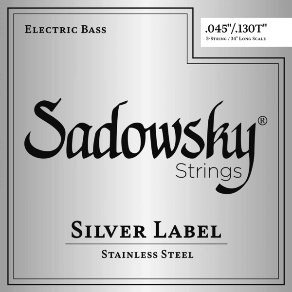 Sadowsky Silver Label Bass String Set, Stainless Steel- 5-String .045-.130