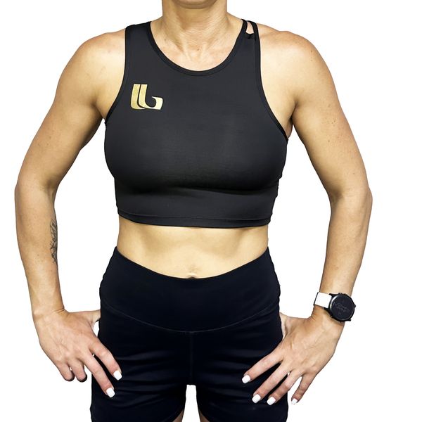 LOBRO - Sports Bra - Black and Gold