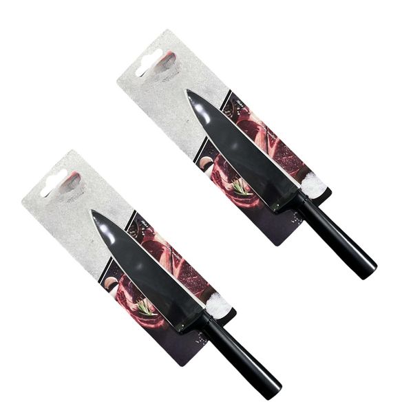 x2 Piece Black Stainless Steel Chef's Knife Set - 8" (33.6cm).