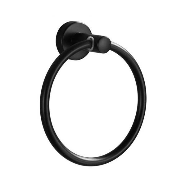 Creative Bathroom Round Towel Holder Ring Bar - Black