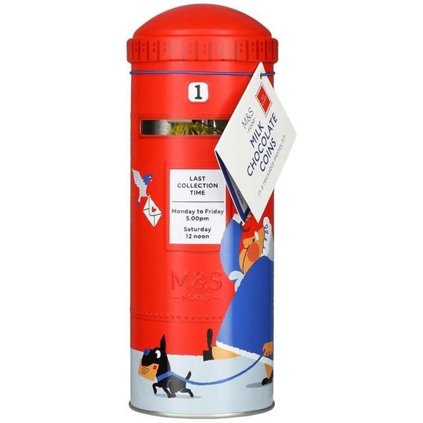M&amp;S Milk Chocolate Coins in Postbox Tin 120g