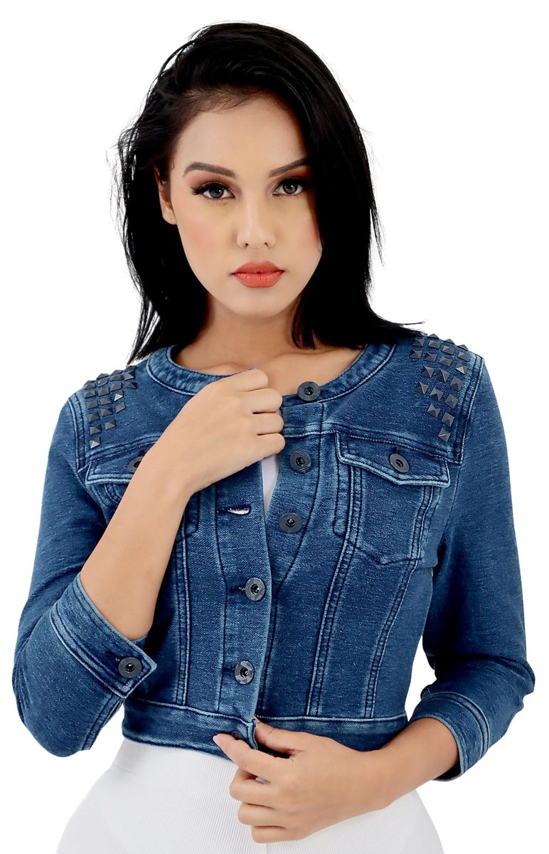Urban Style-Ladies Collarless Denim Jacket - Blue | Buy Online in South ...
