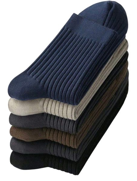 5 Pairs Men's Breathable Cotton Blend Mid-Calf Tennis Socks