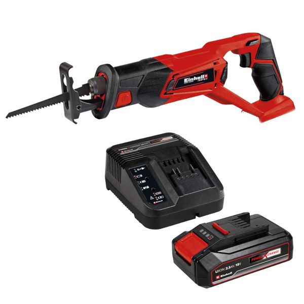 EINHELL Power X-Change Cordless Reciprocating Saw, 2.5Ah Battery &amp; Charger
