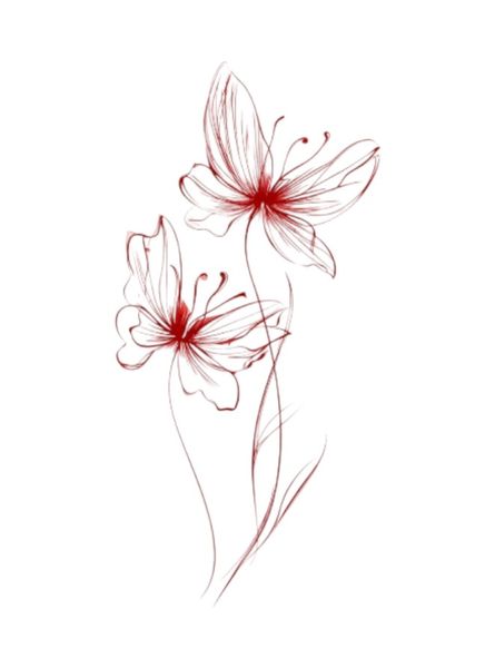 1 Piece - Intricate Elegant Butterfly Design Temporary Tattoo - Red