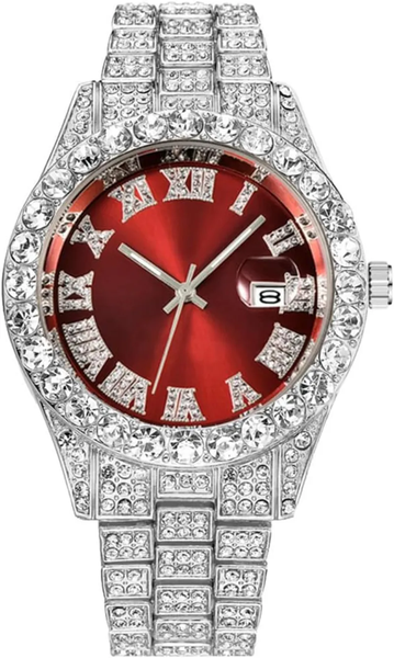 Men's Hip Hop Iced Diamond Quartz Watch with Date