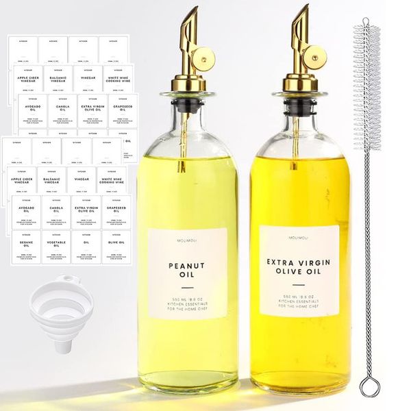2 Pack Glass Olive Oil and Vinegar Dispenser Coffee Syrup Bottle Set -500ml
