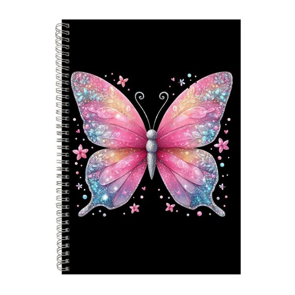 Pink A4 Notebook Spiral Lined Notepad Glitter Bu image