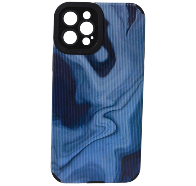 Tie Dye Design Phone Cover for iPhone 12 Pro - Black/Blue
